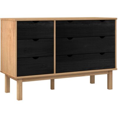 Vidaxl Drawer Cabinet Otta Black 111 X 43 X 73.5 Cm Solid Pine Wood - Publicité Vidaxl Drawer Cabinet Otta Black 111 X 43 X 73.5 Cm Solid Pine Wood - Publicité
