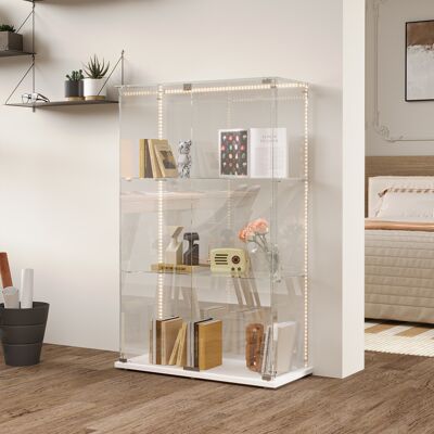 Adwolt - Vitrine En Verre - 3 Étagères Et 2 Porte -vitrine Avec Led - 78-5 X 35 X 123 Cm - Blanc -pour Salon- Chambre - Publicité Adwolt - Vitrine En Verre - 3 Étagères Et 2 Porte -vitrine Avec Led - 78-5 X 35 X 123 Cm - Blanc -pour Salon- Chambre - Publicité
