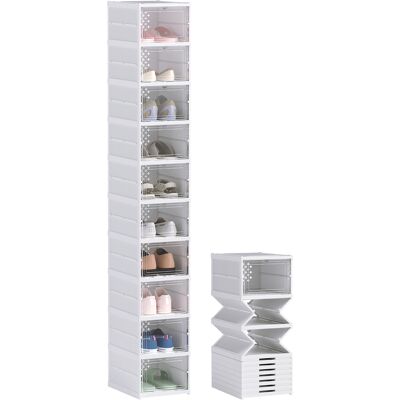 OEM Étagère À Chaussures À 10 Niveaux, Meuble De Rangement Pliable, Arrière Ventilé, Matière Plastique, Couleur Blanc - Publicité OEM Étagère À Chaussures À 10 Niveaux, Meuble De Rangement Pliable, Arrière Ventilé, Matière Plastique, Couleur Blanc - Publicité