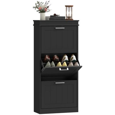 OEM Meuble À Chaussures, Armoire À Chaussures 3 Portes Abattants 15 Paires, Étagères Réglables, 54 X 24 X 117,5 Cm, Noir - Publicité OEM Meuble À Chaussures, Armoire À Chaussures 3 Portes Abattants 15 Paires, Étagères Réglables, 54 X 24 X 117,5 Cm, Noir - Publicité