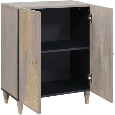 Maison La Vie - Buffet Salon Moderne - Meuble De Rangement - Gris Et Or 60 X 33 X 75 Cm Bois De Mangue Massif Bu4621 - Publicité Maison La Vie - Buffet Salon Moderne - Meuble De Rangement - Gris Et Or 60 X 33 X 75 Cm Bois De Mangue Massif Bu4621 - Publicité