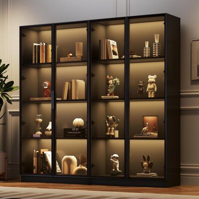 OEM Vitrine Avec Éclairage Led Contrôlé Par Application, Armoire De Rangement À 4 Portes Avec Étagères Coulissantes, Armoire Haute Pour Salon, Vitrine Autoportante, Meuble De Salle De Bain - Publicité OEM Vitrine Avec Éclairage Led Contrôlé Par Application, Armoire De Rangement À 4 Portes Avec Étagères Coulissantes, Armoire Haute Pour Salon, Vitrine Autoportante, Meuble De Salle De Bain - Publicité