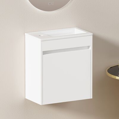 ACKERMAN Armoire De Salle De Bain Blanche 46cm. Armoire À Rangement Généreux - 1 Porte À Fermeture Douce - Publicité ACKERMAN Armoire De Salle De Bain Blanche 46cm. Armoire À Rangement Généreux - 1 Porte À Fermeture Douce - Publicité