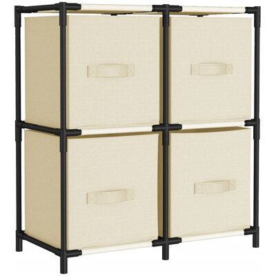 Maison Exclusive - Armoire De Rangement 4 Paniers En Tissu Crème 63x30x71 Cm Acier - Publicité Maison Exclusive - Armoire De Rangement 4 Paniers En Tissu Crème 63x30x71 Cm Acier - Publicité