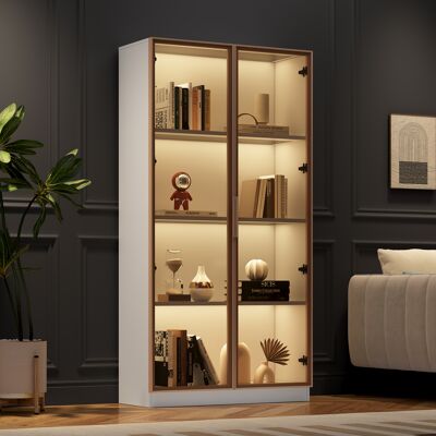 ACKERMAN Vitrine Avec Éclairage Led, Vitrine À Double Porte Avec Étagères Réglables, 80 X 40 X 160 Cm, Armoire Haute Pour Salon, Vitrine Autoportante, Meuble De Salle De Bain - Publicité ACKERMAN Vitrine Avec Éclairage Led, Vitrine À Double Porte Avec Étagères Réglables, 80 X 40 X 160 Cm, Armoire Haute Pour Salon, Vitrine Autoportante, Meuble De Salle De Bain - Publicité