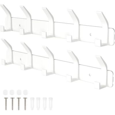 OEM Wall Mounted Coat Rack, 2 Packs Bathroom Hooks With 5 Hooks For Hanging Backpack, Jacket, Hat, Coat Rack For Doors – White - Publicité OEM Wall Mounted Coat Rack, 2 Packs Bathroom Hooks With 5 Hooks For Hanging Backpack, Jacket, Hat, Coat Rack For Doors – White - Publicité