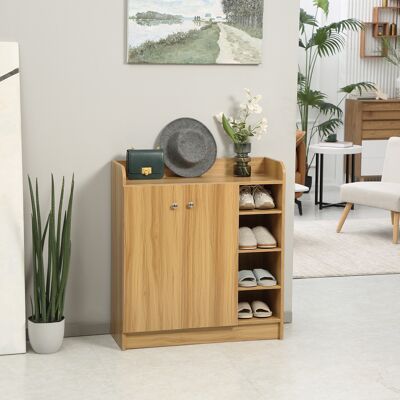 OEM Armoire À Chaussures Entrée 4 Compartiments Ouverts + Placard 2 Portes + Étagères Réglables - Publicité OEM Armoire À Chaussures Entrée 4 Compartiments Ouverts + Placard 2 Portes + Étagères Réglables - Publicité