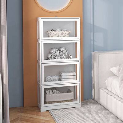 OEM Vitrine Pour Collection Salon, 4 Niveaux Avec Portes À Abattant, Meuble De Rangement, 59x30x139cm, Blanc - Publicité OEM Vitrine Pour Collection Salon, 4 Niveaux Avec Portes À Abattant, Meuble De Rangement, 59x30x139cm, Blanc - Publicité