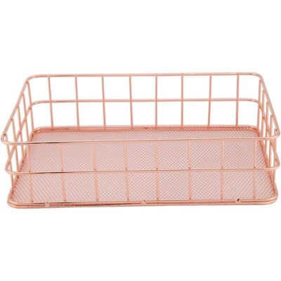 FANGMEDIA Panier De Rangement En Fer Or Rose (l-rectangulaire)-fei Yu - Publicité FANGMEDIA Panier De Rangement En Fer Or Rose (l-rectangulaire)-fei Yu - Publicité