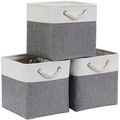 OEM Cube De Rangement Tissu 28x28x28cm - 3 Paquets, Panier Cube Gris Blanc, Organisation Durable - Publicité OEM Cube De Rangement Tissu 28x28x28cm - 3 Paquets, Panier Cube Gris Blanc, Organisation Durable - Publicité