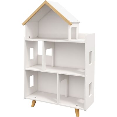 OEM Étagère De Rangement Pour Jouet Enfant Et Livres Forme De Maison 3 Niveaux 65 X 25 X 108,5 Cm Blanc Et Naturel - Publicité OEM Étagère De Rangement Pour Jouet Enfant Et Livres Forme De Maison 3 Niveaux 65 X 25 X 108,5 Cm Blanc Et Naturel - Publicité