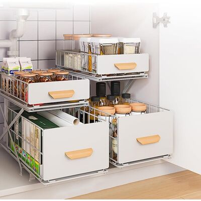 GRASSLIN Rangement Sous Évier À 2 Niveaux,organiseur De Cuisine, Étagère Sous Évier, Porte-épices,panier Coulissant En Métal,pour Salle Bain,chambre (40 26 43 Cm-blanc-2pc) 402643 Cm-blanc-2pc -'402643 Cm-bla - Publicité GRASSLIN Rangement Sous Évier À 2 Niveaux,organiseur De Cuisine, Étagère Sous Évier, Porte-épices,panier Coulissant En Métal,pour Salle Bain,chambre (40 26 43 Cm-blanc-2pc) 402643 Cm-blanc-2pc -'402643 Cm-bla - Publicité