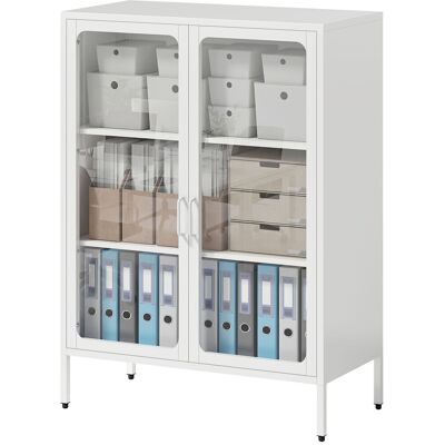 A MOON Armoire De Bureau Avec 2 Portes En Verre, 2 Étagères Réglables, Meuble De Rangement Bureau En Acier, 80x40x110cm, Blanc - Publicité A MOON Armoire De Bureau Avec 2 Portes En Verre, 2 Étagères Réglables, Meuble De Rangement Bureau En Acier, 80x40x110cm, Blanc - Publicité