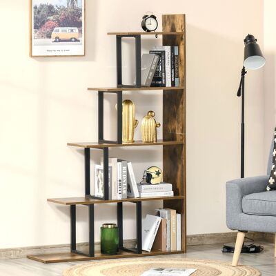 OEM Homcom Étagère Bibliothèque Style Industriel En Escalier, 5 Niveaux 102x30x160cm, Séparateur De Pièce, Brun Rustique - Publicité OEM Homcom Étagère Bibliothèque Style Industriel En Escalier, 5 Niveaux 102x30x160cm, Séparateur De Pièce, Brun Rustique - Publicité