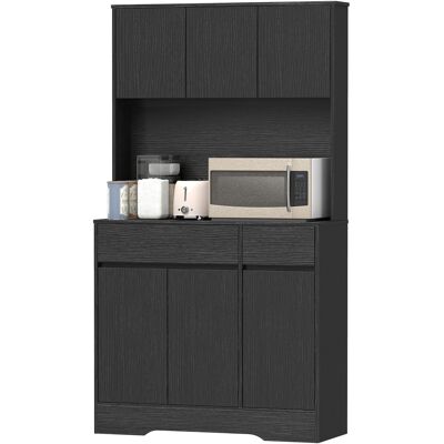 OEM Buffet De Cuisine Avec Plan De Travail, 6 Portes, Armoire Haute De Rangement Avec Étagères, Noir - Publicité OEM Buffet De Cuisine Avec Plan De Travail, 6 Portes, Armoire Haute De Rangement Avec Étagères, Noir - Publicité