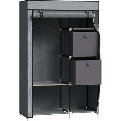 ACKERMAN Penderie En Tissu Armoire Pliable Avec Tiroirs Et Tringle À Vêtements Gris Foncé Avec Fermeture Éclair En Tissu Non-tissé Pour Rangement Gain De Place - Publicité ACKERMAN Penderie En Tissu Armoire Pliable Avec Tiroirs Et Tringle À Vêtements Gris Foncé Avec Fermeture Éclair En Tissu Non-tissé Pour Rangement Gain De Place - Publicité