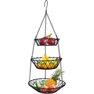 OEM 1 Panier Suspendu 3 Niveaux, Crochet Suspension, Métal Creux Noir, Rangement Fruits Légumes, Cuisine Salle De Bain - Publicité OEM 1 Panier Suspendu 3 Niveaux, Crochet Suspension, Métal Creux Noir, Rangement Fruits Légumes, Cuisine Salle De Bain - Publicité
