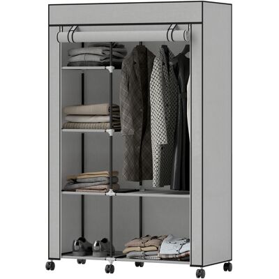 YUDO Armoire En Tissu, Rangement Pour Vêtements, 6 Étagères, 1 Barre De Penderie, Gris Clair - Publicité YUDO Armoire En Tissu, Rangement Pour Vêtements, 6 Étagères, 1 Barre De Penderie, Gris Clair - Publicité