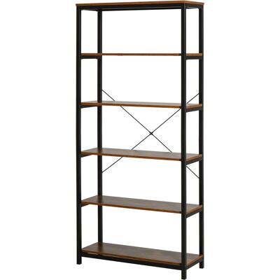 ACIRIHO Homcom Estantería Estilo Industrial Retro Con 6 Estantes Abiertos Para Libros Y Sistema Antivuelco Almacenaje Para Salón Oficina 80x30x180 Cm Marrón Rústico - Publicité ACIRIHO Homcom Estantería Estilo Industrial Retro Con 6 Estantes Abiertos Para Libros Y Sistema Antivuelco Almacenaje Para Salón Oficina 80x30x180 Cm Marrón Rústico - Publicité