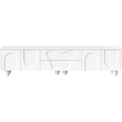 OEM Meuble Tv 180 Cm Blanc Avec Pieds En Bois, Design Moderne, Grand Espace De Rangement, Style Élégant - Publicité OEM Meuble Tv 180 Cm Blanc Avec Pieds En Bois, Design Moderne, Grand Espace De Rangement, Style Élégant - Publicité