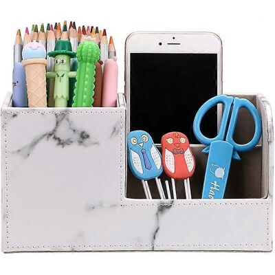 LEDE Porte-crayons De Bureau En Cuir, Organisateur De Bureau Multifonctionnel, Boîte De Rangement Pour Fournitures De Bureau - Publicité LEDE Porte-crayons De Bureau En Cuir, Organisateur De Bureau Multifonctionnel, Boîte De Rangement Pour Fournitures De Bureau - Publicité