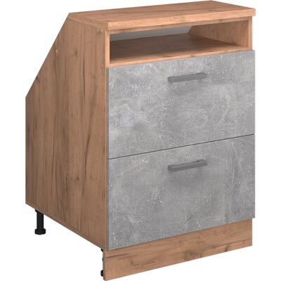 Meuble De Rangement Sous Pente Rion, Béton, 60x81.6cm 2 Tiroirs, 60 Cm De Profondeur, Vicco - Publicité Meuble De Rangement Sous Pente Rion, Béton, 60x81.6cm 2 Tiroirs, 60 Cm De Profondeur, Vicco - Publicité