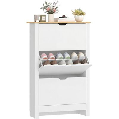 OEM Armoire À Chaussures 3 Portes Abattantes 2 Compartiments Panneaux Particules Blanc Chêne - Publicité OEM Armoire À Chaussures 3 Portes Abattantes 2 Compartiments Panneaux Particules Blanc Chêne - Publicité