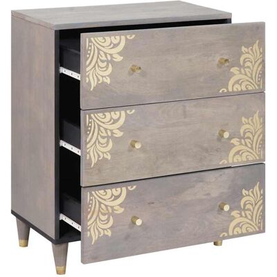 Maison La Vie - Buffet Salon Moderne - Meuble De Rangement - Gris Et Or 60 X 33 X 75 Cm Bois De Mangue Massif Bu4622 - Publicité Maison La Vie - Buffet Salon Moderne - Meuble De Rangement - Gris Et Or 60 X 33 X 75 Cm Bois De Mangue Massif Bu4622 - Publicité