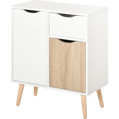 OEM Buffet Meuble De Rangement Design Scandinave 2 Placards Tiroir Coulissant Bois Blanc Chêne Clair - Publicité OEM Buffet Meuble De Rangement Design Scandinave 2 Placards Tiroir Coulissant Bois Blanc Chêne Clair - Publicité