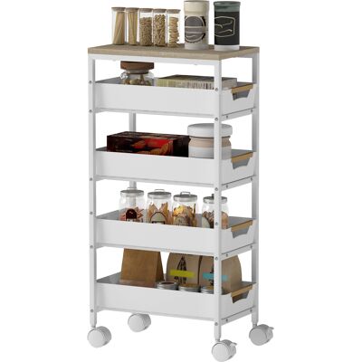 OEM Desserte Cuisine Chariot De Rangement À Roulettes 5 Niveaux Avec 4 Tiroirs Coulissants Étagère Blanc - Publicité OEM Desserte Cuisine Chariot De Rangement À Roulettes 5 Niveaux Avec 4 Tiroirs Coulissants Étagère Blanc - Publicité