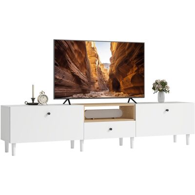 DEVOKO Commode, 2 Compartiments, Avec Tiroir, Blanc, 200 Cm, Pour Maison Et Usage Quotidien, 8 Pieds, Compartiment Ouvert, Panneau En Aglomeré - Publicité DEVOKO Commode, 2 Compartiments, Avec Tiroir, Blanc, 200 Cm, Pour Maison Et Usage Quotidien, 8 Pieds, Compartiment Ouvert, Panneau En Aglomeré - Publicité