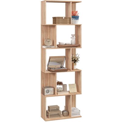 ARRIGONI Bibliothèque À 5 Niveaux, Meuble De Rangement En Forme De S Avec Étagères, 60 X 24 X 184,5 Cm, Effet Bois Naturel - Publicité ARRIGONI Bibliothèque À 5 Niveaux, Meuble De Rangement En Forme De S Avec Étagères, 60 X 24 X 184,5 Cm, Effet Bois Naturel - Publicité