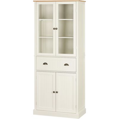 OEM Buffet Meuble Cuisine Rangement Armoire De Cuisine 4 Portes Dont 2 Portes Vitrées Et 1 Tiroir Hauteur 182,5 Cm Avec Étagères Réglables - Beige - Publicité OEM Buffet Meuble Cuisine Rangement Armoire De Cuisine 4 Portes Dont 2 Portes Vitrées Et 1 Tiroir Hauteur 182,5 Cm Avec Étagères Réglables - Beige - Publicité