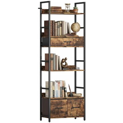 OEM Bibliothèque Étagère De Rangement À 6 Niveaux Avec 4 Étagères, 3 Tiroirs En Tissu, 60x30x176cm, Brun Rustique - Publicité OEM Bibliothèque Étagère De Rangement À 6 Niveaux Avec 4 Étagères, 3 Tiroirs En Tissu, 60x30x176cm, Brun Rustique - Publicité