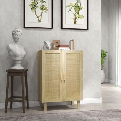 SANMINE HABITAT Buffet Bohème Pour Salon, Portes En Maille Et Étagères Réglables, 73 X 41 X 102 Cm, Couleur Naturelle - Publicité SANMINE HABITAT Buffet Bohème Pour Salon, Portes En Maille Et Étagères Réglables, 73 X 41 X 102 Cm, Couleur Naturelle - Publicité