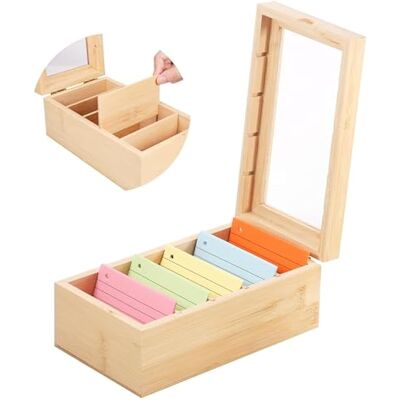 OEM Boîte À Fiches En Bois Avec Couvercle Transparent - 5 Compartiments Ajustables - 22x13x9 Cm Pour Fiches A7 - Maison/bureau/école (fiches Non Comprises) - Publicité OEM Boîte À Fiches En Bois Avec Couvercle Transparent - 5 Compartiments Ajustables - 22x13x9 Cm Pour Fiches A7 - Maison/bureau/école (fiches Non Comprises) - Publicité