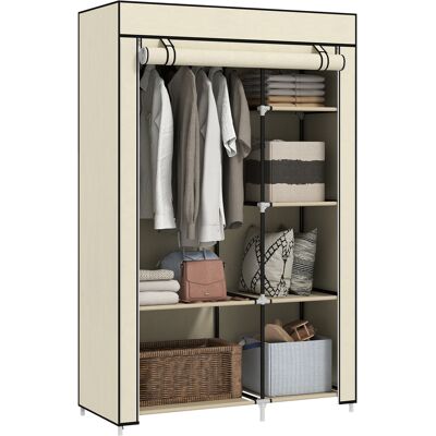 OEM Armoire Penderie En Tissu Meuble De Rangement Tringle À Vêtements Et Étagères Ouvertes 103x43x162.5cm Crème - Publicité OEM Armoire Penderie En Tissu Meuble De Rangement Tringle À Vêtements Et Étagères Ouvertes 103x43x162.5cm Crème - Publicité