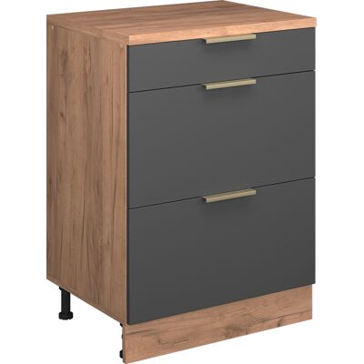 Commode D'Extension Rion, Anthracite-or/chêne De Force Doré, 60x46cm Sans Pente Avec 3 Tiroirs, Vicco - Publicité Commode D'Extension Rion, Anthracite-or/chêne De Force Doré, 60x46cm Sans Pente Avec 3 Tiroirs, Vicco - Publicité