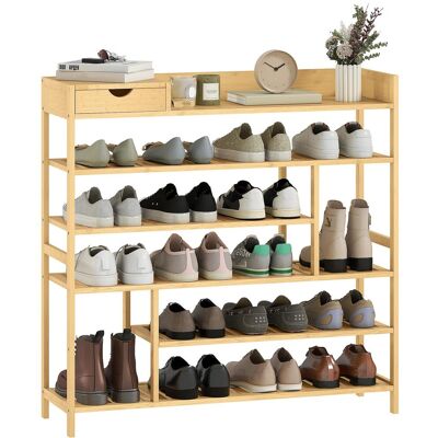 OEM Étagère À Chaussures, Support À Chaussures Avec 6 Niveaux, Tiroir En Bambou, Pour Max. 18 Paires De Chaussures, Rangement À Chaussures Pour Entrée, Chambre À Coucher, 101 X 30 X 100 Cm, Naturel - Publicité OEM Étagère À Chaussures, Support À Chaussures Avec 6 Niveaux, Tiroir En Bambou, Pour Max. 18 Paires De Chaussures, Rangement À Chaussures Pour Entrée, Chambre À Coucher, 101 X 30 X 100 Cm, Naturel - Publicité