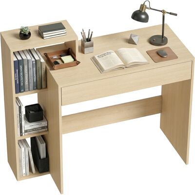 OEM Bureau Avec Rangement De Ordinateur 3 Étagères Et Tiroir 100 X 40 X 90 Cm Bois Naturel - Publicité OEM Bureau Avec Rangement De Ordinateur 3 Étagères Et Tiroir 100 X 40 X 90 Cm Bois Naturel - Publicité