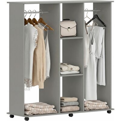 OEM Armoire Penderie Meuble De Rangement Mobile 6 Roulettes 120 X 40 X 128 Cm En Bois Gris - Publicité OEM Armoire Penderie Meuble De Rangement Mobile 6 Roulettes 120 X 40 X 128 Cm En Bois Gris - Publicité