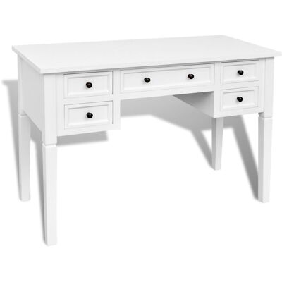 Maison Exclusive - Bureau Blanc À 5 Tiroirs - Publicité Maison Exclusive - Bureau Blanc À 5 Tiroirs - Publicité