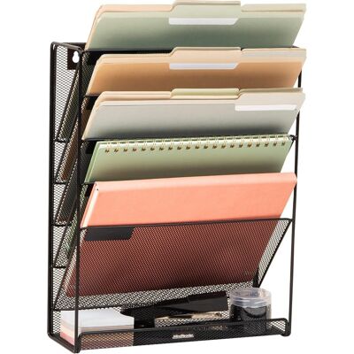 OEM Rangement Vertical De Fichiers À 5 Niveaux, Organiseur De Bureau, Support Mural, Bureau, Maille Métallique, 32,75 (l) X 10,2 Cm (l) X 40,6 Cm (h), Noir - Publicité OEM Rangement Vertical De Fichiers À 5 Niveaux, Organiseur De Bureau, Support Mural, Bureau, Maille Métallique, 32,75 (l) X 10,2 Cm (l) X 40,6 Cm (h), Noir - Publicité