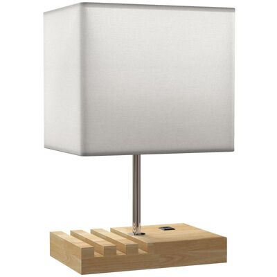 OEM Lampe De Chevet, Ports Usb, Bois, Tissu, Interrupteur À Bascule, Compartiments De Rangement, Blanc - Publicité OEM Lampe De Chevet, Ports Usb, Bois, Tissu, Interrupteur À Bascule, Compartiments De Rangement, Blanc - Publicité