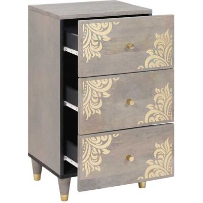 Maison La Vie - Buffet Salon Moderne - Meuble De Rangement - Gris Et Or 40 X 33 X 75 Cm Bois De Mangue Massif Bu4619 - Publicité Maison La Vie - Buffet Salon Moderne - Meuble De Rangement - Gris Et Or 40 X 33 X 75 Cm Bois De Mangue Massif Bu4619 - Publicité