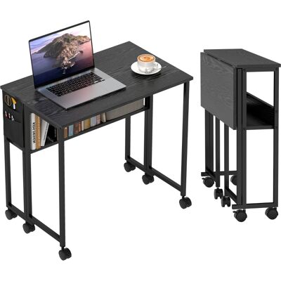 Generic Bureau Pliable Sur Roulettes 80 X 50 Cm Avec Étagère Et Sac De Rangement, Noir - Publicité Generic Bureau Pliable Sur Roulettes 80 X 50 Cm Avec Étagère Et Sac De Rangement, Noir - Publicité