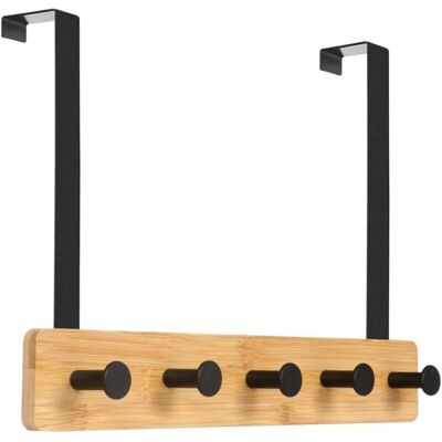 Andiamo Patère De Porte À Suspendre 5 Crochets – En Bambou Naturel Et Acier Au Carbone – Pour Manteaux. Sacs Et Peignoirs – Installation Facile - Publicité Andiamo Patère De Porte À Suspendre 5 Crochets – En Bambou Naturel Et Acier Au Carbone – Pour Manteaux. Sacs Et Peignoirs – Installation Facile - Publicité