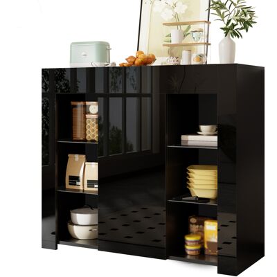ACKERMAN Buffet Noir Moderne Avec Façade Laquée Brillante – Solution De Rangement Compacte Et Élégante Avec Étagères En Verre Et Porte D'Armoire Pour Salon, Salle À Manger Ou Cuisine – 95 X 35 X 83 Cm - Publicité ACKERMAN Buffet Noir Moderne Avec Façade Laquée Brillante – Solution De Rangement Compacte Et Élégante Avec Étagères En Verre Et Porte D'Armoire Pour Salon, Salle À Manger Ou Cuisine – 95 X 35 X 83 Cm - Publicité