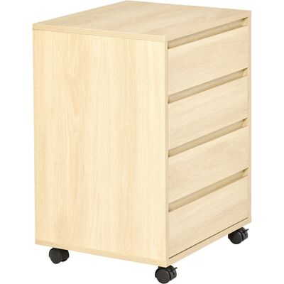 OEM Caisson De Bureau Rangement Bureau Sur Roulettes 4 Tiroirs Coulissants En Bois Aspect Bois Clair - Publicité OEM Caisson De Bureau Rangement Bureau Sur Roulettes 4 Tiroirs Coulissants En Bois Aspect Bois Clair - Publicité