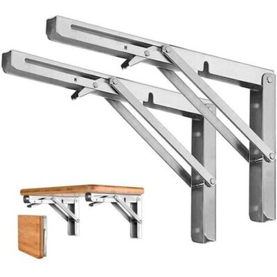 ABYSSE 2 Pièces Equerre- 250mm Etagère Pliante En Acier Inox Support Console Pliable Equerre Pour Etagere Murale Portant 80kg - Publicité ABYSSE 2 Pièces Equerre- 250mm Etagère Pliante En Acier Inox Support Console Pliable Equerre Pour Etagere Murale Portant 80kg - Publicité